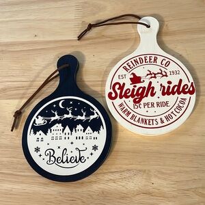 Set of two mini Christmas cutting boards perfect for tiered tray decor